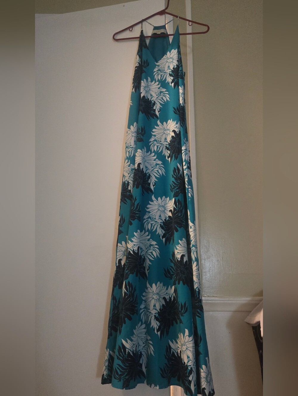 LOFT Teal Halter Floral Maxi Dress